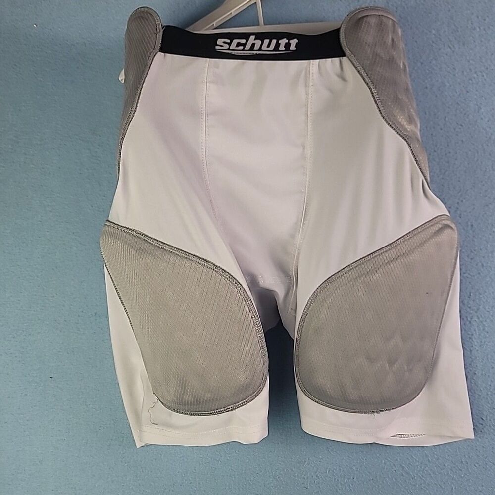 Schutt Men's Gray White Football Padded Jock Compression Shorts M